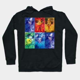 COLORFUL CIRCUS  CLOWNS Watercolor Collection Hoodie